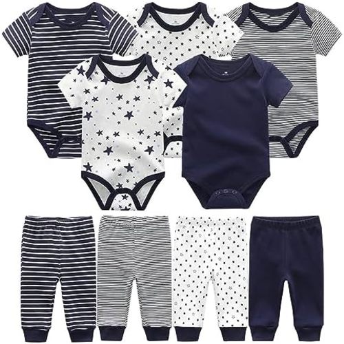 Chamie Newborn Baby Cute Design Bodysuit Short Sleeve One-Piece Baby Clothes for Boys and Girls