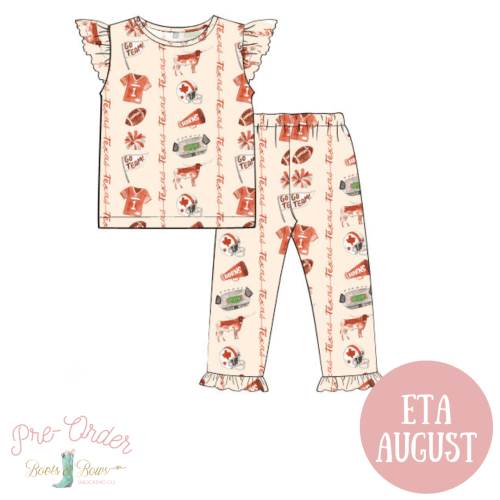 PRE-ORDER: Girls Texas Gameday Spirit Pajamas (ETA AUGUST) – Boots and Bows Smocking Co.