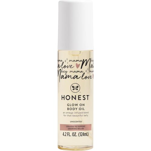 The Honest Company Honest Mama Hydrating and Soothing Glow On Body + Belly Oil | Plant Based, Hypoallergenic, Fragrance Free | 4.2 fl oz