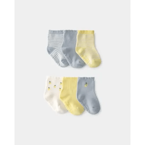 Baby Girl 6-Pack Lemon Striped Socks - Yellow/Grey | Carter's