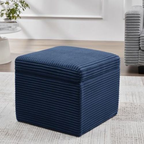 LIKEPAY Corduroy Square Storage Ottoman with Lift Off Top
