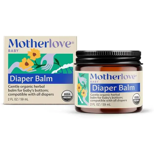 Motherlove Diaper Balm (2 oz) Organic Herbal Diaper Rash Cream—Cloth diaper Safe, Zinc Oxide- & Petroleum-Free