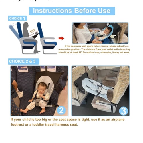 Baby Airplane Bed, Baby Travel Essentials for Flying, Portable Plane Seat Foot Rest Extender Must Haves for Infants 1-8 Months Old