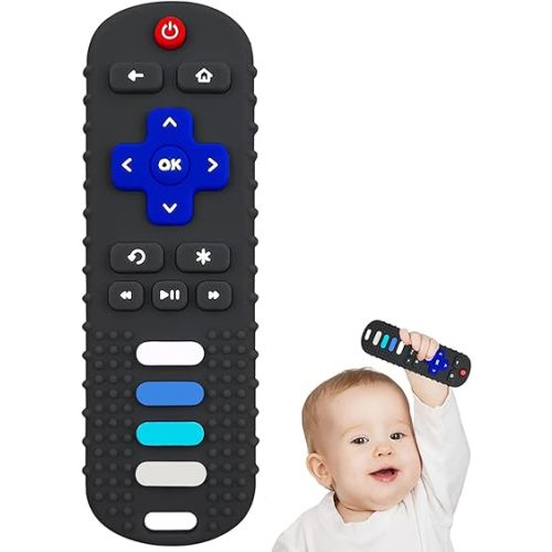 YAPROMO Baby Silicone Teether Toys, Toy Remote for Toddlers 3-18 Months, Kids Remote Teething Toy, TV Remote Teether Toys, Food Grade Silicone