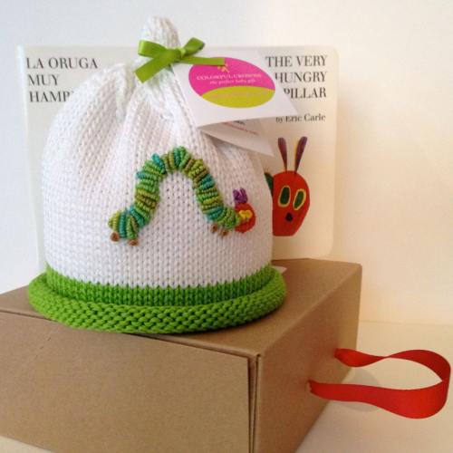 Colorful Crowns Green Caterpillar Knitted Newborn Baby Beanie