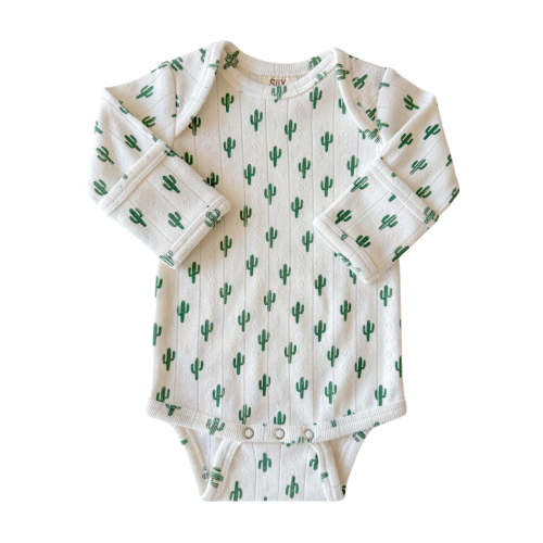 Cactus / Organic Pointelle Long Sleeve Bodysuit
