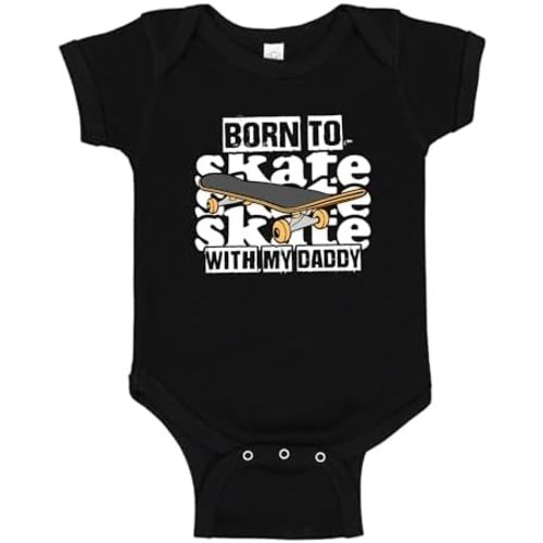 Skater Baby One Piece Bodysuit Or Toddler Shirt Funny Born to Skate with My Daddy Skateboarding Outfit