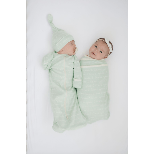 Organic Baby Sleepsack - I Love You (Desert Green)
