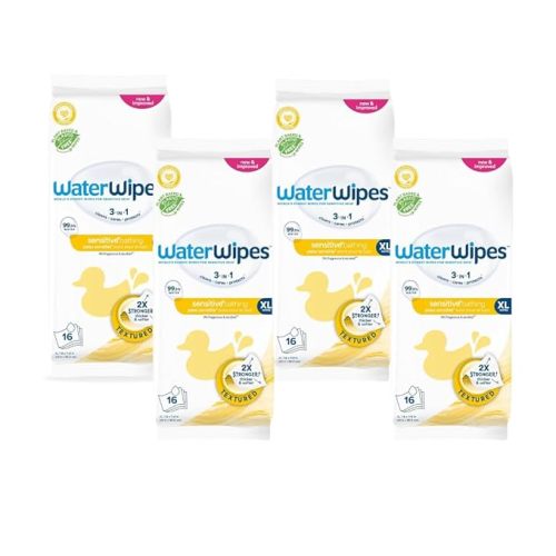 WaterWipes Bathing Wipes, 3-In-1 Cleans, Cares, Protects, 99.9% Water, Unscented & Hypoallergenic, 16 Count (1 Pack)