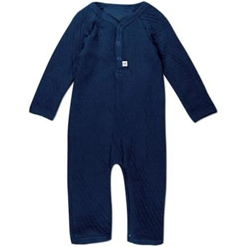 HonestBaby Baby Long Sleeve Center Snap Coverall 100% Organic Cotton for Infant, Baby Boys, Girls