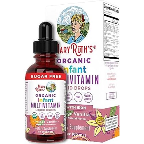 MaryRuth Organics Multivitamin & Multimineral with Iron for Infants | USDA Organic | Sugar Free | Liquid Vitamins for Babies 6-12 Months | Immune Support & Overall Wellness | Vegan | Non-GMO | 2 Fl Oz