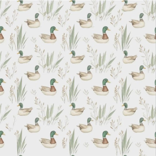 Mallard Ducks Swimming Fitted Crib Sheet, Nursery Decor