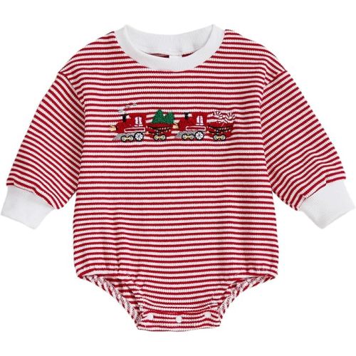 Babieshouse My First Christmas Baby Girl Boy Outfit Embroidery Bubble Romper Long Sleeve Sweatshirt Fall Winter Clothes
