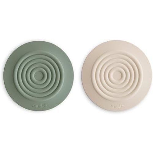 mushie Silicone Drain Stopper 2-Pack | 5.5 inch Diameter Bathtub Flat Suction Cover (Dried Thyme/Shifting Sand)