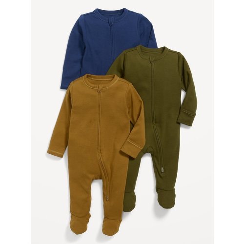 3-Pack Unisex 2-Way-Zip Sleep &amp; Play Footed One-Piece for Baby