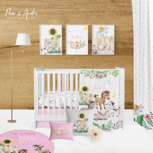 FARM CRIB BEDDING set, floral farm crib bedding, Farm Girl Nursery, girl  Crib bedding set, baby bedding