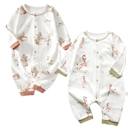 Cherie Kids 100% Organic Cotton Soft 3-24 Months Unisex Footless Newborn Baby Sleepers Pajamas Romper Boys Girls Long Sleeve