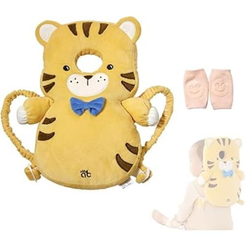 Baby Head Protector Backpack, Toddler Baby Head Protection Backpack with Baby Knee Pads Alarm Function for Walking & Crawling, Soft, Breathable and Wearing Safety Baby Head Protector