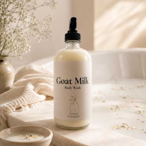 Organic Goat Milk Body Wash | Gentle Sensitive Skin Cleanser | Hydrating Family Wash | Aloe & Oat Body Cleanser | Baby Safe