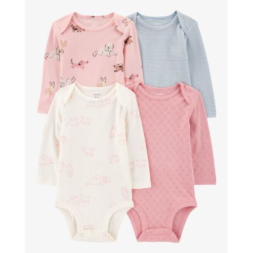 Baby Girl 4-Pack Puppy Long Sleeve Bodysuits - Carter's | Carter's