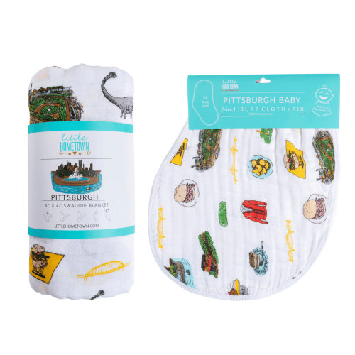 Pittsburgh Baby Swaddle & Burp Cloth Combo – Little Hometown