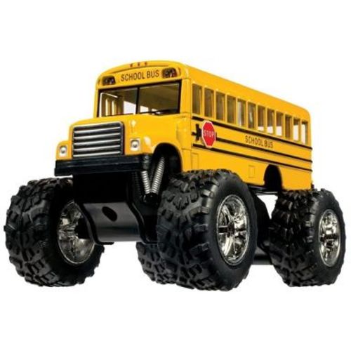 KiNSMART - 5" Monster School Bus Die Cast Metal Model, Pullback Action Toy Monster Truc