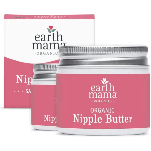 Earth Mama Organic Nipple Butter™ | Nipple Cream Safe for Breastfeeding | Postpartum Essentials for Nursing | Non Lanolin Nipple Cream, 2 fl oz (2-Pk)