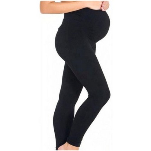 Women's Black Color Maternity Leggings Pregnancy Pants, Color: Black, Size: large