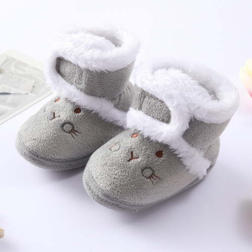 SDJMa Baby Boys Girls Shoes Warm Cozy Fleece Booties Anti-Slip Newborn Infant Slippers Winter Shoes for Boys Girls(Gray)