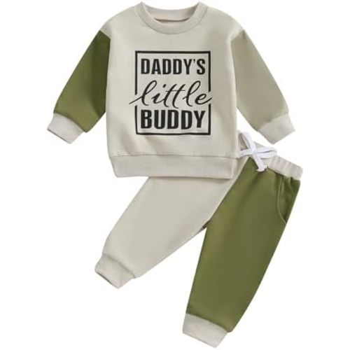 Baby Boy Fall Clothes Set Long Sleeve Letter Print Sweatshirt Pants Toddler Infant Outfits 6 12 18 24 Months 2T