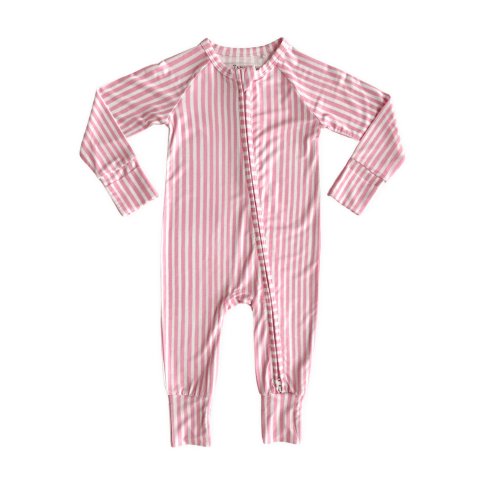 Pink Stripe Zipper Romper – In My Jammers