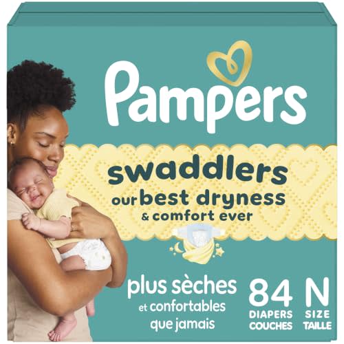 Pampers Swaddlers Newborn Diapers, Size Newborn (<10 lbs), 84 Count, Fragrance Free, Hypoallergenic, Absorbent, Pediatrician Recommended, Skin Safe