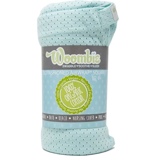 Woombie AirWrap Organic Swaddle - Old Fashioned Receiving Blankets for Babies - Lightweight, Vented Design, Minty, 44 x 44 in.