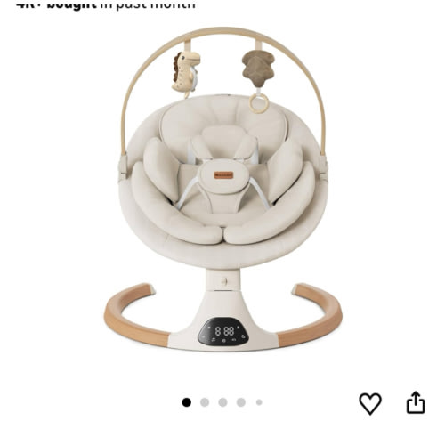 Baby Swings for Infants, Monamii Baby Swing, Infant Swing with 5 Speeds, 10 Lullabies, Electric Swing for Baby, Indoor & Outdoor Use (Beige)