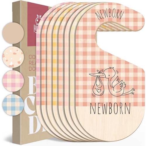 HIPPOTALE Baby Clothes Organizer - Pink Baby Closet Dividers for Nursery Decor, Storage & Organization - 8 Size Closet Dividers for Hanging Clothes, Gender Neutral Nursery Must-Haves & Accessories