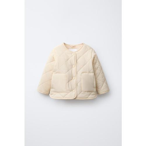 WATER REPELLENT NYLON FAUX SHEARLING JACKET - Ecru | ZARA United States