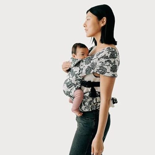 Tushbaby Pearl Wrap Baby Carrier for Newborns 8–20 lbs, Hands-Free Ergonomic Infant Carrier with Storage, Bottle & Wipe Holder, Adjustable Soft Fabric, Abstract