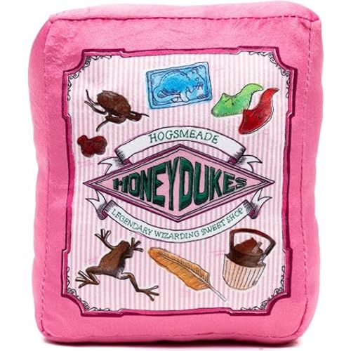 Buckle-Down The Wizarding World of Harry Potter Squeaky Plush Dog Toy for Large, Medium & Small Dogs, Honeydukes Sweet Shop Candy Box Replica, 3.5" x 7"