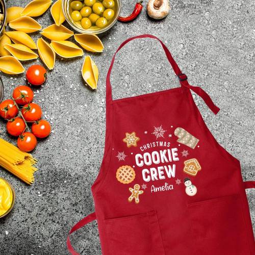 Personalized Christmas Cookie Crew Apron: Custom Name Cooking Gift