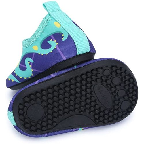 JIASUQI Baby Boys and Girls Barefoot Swim Water Skin Shoes Aqua Socks for Beach Swim Pool - 0-6 Months Infant - Green/Octopus