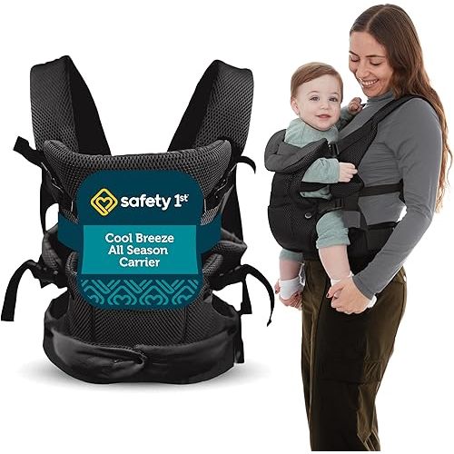 Safety 1st Baby Carrier Newborn to Toddler 7–32 lbs, 4-in-1 Convertible, All Season Design Breathable Mesh, Ergonomic M Seat, Facing-in, Facing-Out & Grey Carry, Adjustable Head Support