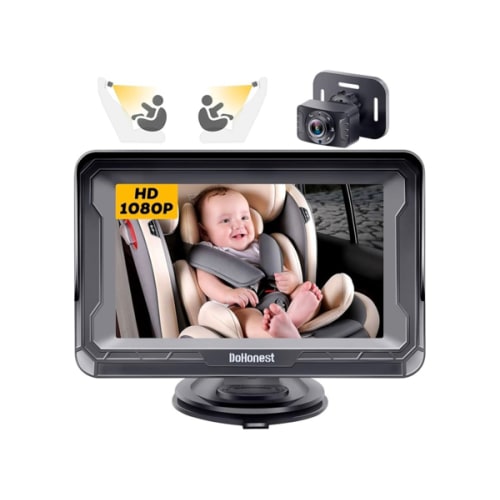 DoHonest Baby Car Camera HD 1080P - Rear-Facing Car Baby Monitor with Night Vision, Adjustable View Angle, Easy Setup, Anti-Glare Display, Safety for Kids & Infants