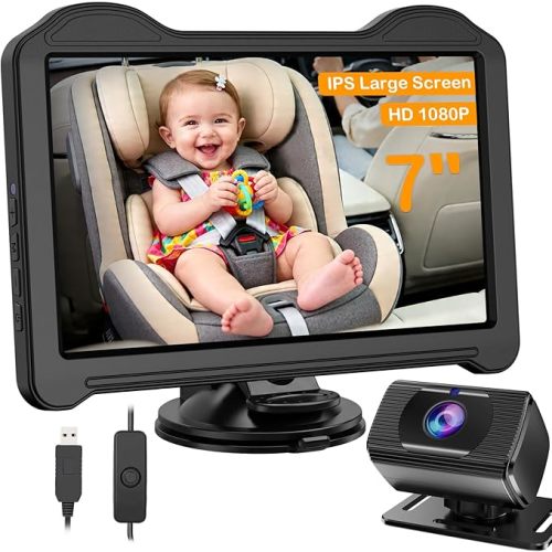 7-Inch Car Baby Camera for Seat: 1080P HD Rear Facing Camera for Backseat - 150° Wide Angle View with Ultra-Clear Night Vision - Easy Installation - USB-Powered for Monitoring Infant by Fodkh