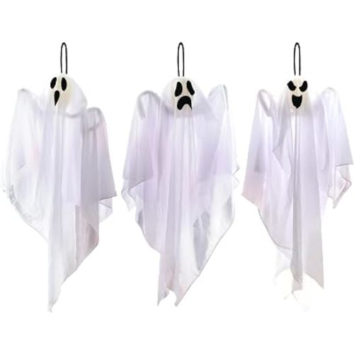 JOYIN 3 PCS Halloween Party Decorations 27.5" Hanging Ghosts, Cute Flying Ghosts for Front Yard Patio Lawn Garden Party Décor and Holiday Decorations