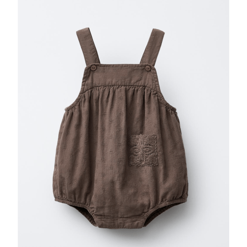 EMBROIDERED LACE ROMPER - Brown | ZARA United States