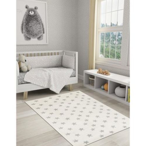 Unique Loom Whimsy Kids Collection Area Rug - Stars (7' 10" x 10' Rectangle Daisy White/Ivory)
