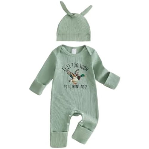 Baby Boy Hunting Clothes Mallard Duck Jumpsuit Hat Fall Outfit