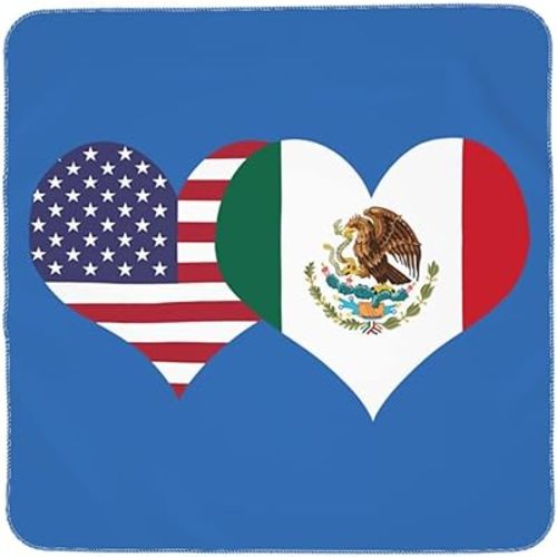 American Flag and Mexican Flag Baby Blanket Receiving Blanket for Infant Newborn Swaddle Cover Wrap