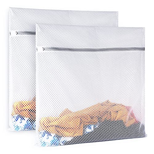 2 XX-Large Honeycomb Mesh Laundry Bag Delicates Durable for Washing Machine,24 x 24 Inches lingerie bags for Laundry, Travel Storage Organize Bag for Cotton Clothes,Sheet,Sweater, Shoes