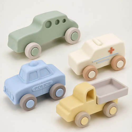 Silicone Baby Car Toys with Storage Box - Soft Teething Toys for Babies 6-12 Months One-Piece Design Push & Pull Baby Toys for Toddlers, Birthday Gifts for Boys Girls – Joyreal